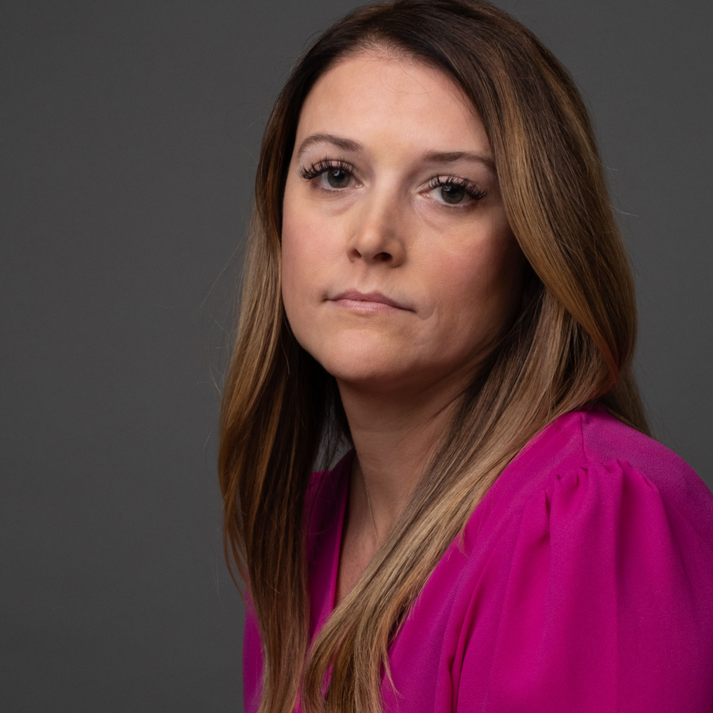 Woman in a pink shirt